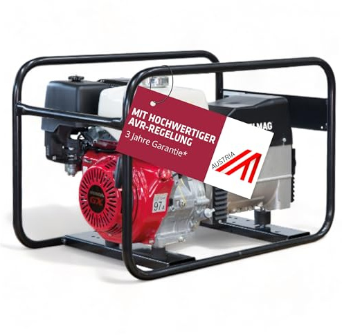 ELMAG SEB 7500WD-AVR Benzin Stromerzeuger – Notstromaggregat mit 4-Takt-Motor luftgekühlt, 8,2 kW & 6,1 l Tank – 1x 230 V Schuko & 1x 400 V CEE – Stromgenerator mit AVR, Handstart & Überlastschutz