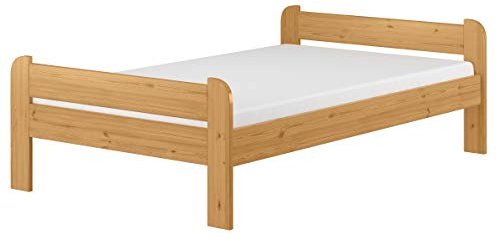 Breites Einzelbett 120x200 Kiefer Echtholz in Eiche gebeizt mit wählbarem Zubehör V-60.39-12E