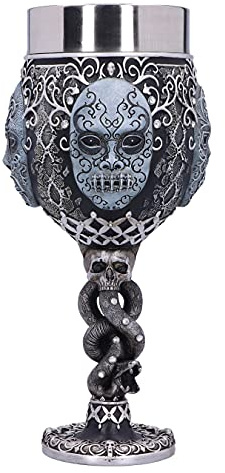 Nemesis Now Death Eater Collectable Goblet Harry Potter Todesfresser Maske Voldemort Sammlerstück Kelch, Kunstharz, Schwarz/Silberfarben, 19,5 cm, B5605T1