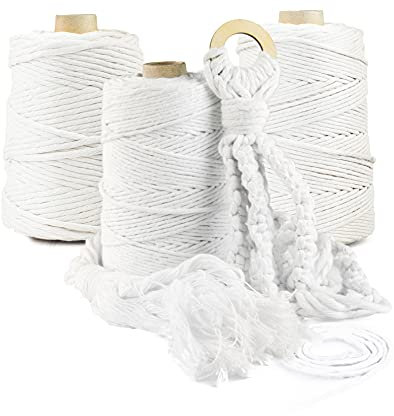 Seiletech.de Premium MAKRAMEE GARN | 100m | 5mm | Natur | 100% Baumwolle | Kordel Natur | Baumwollgarn Baumwollseil | DIY Handwerk Dekoration