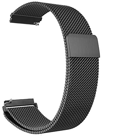 LYYLTX Edelstahl Mesh Uhrenarmband Metall Schnellverschluss Magnetverschluss Einstellbar Ersatz Armband Smartwatch Edelstahlarmband Breite16mm/18mm/20mm/22mm/24mm Für Damen Herren (22mm,Schwarz)