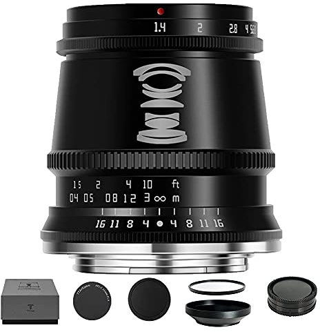 TTArtisan F1.4 APS-C - Obiettivo a messa a fuoco manuale grandangolare per fotocamera Sony E Mount con filtro MCUV grandangolare paraluce copriobiettivo