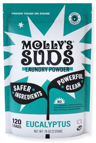 Molly's Suds Original Laundry Detergent Powder | Clean Laundry Detergent Powder for Sensitive Skin | Simple, Effective Ingredients, Stain Fighting | 120 Load (Eucalyptus)