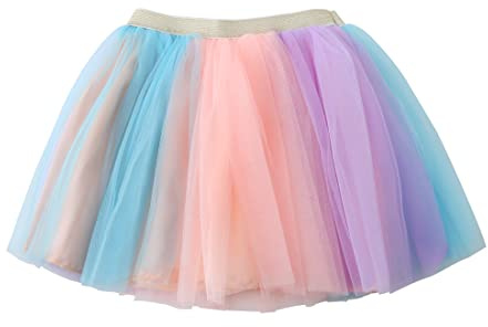 Jastore Girls Layered Rainbow Tutu Skirt Dance Dress Ruffle Tiered Clubwear(Pink+Purple,2-6 Years)