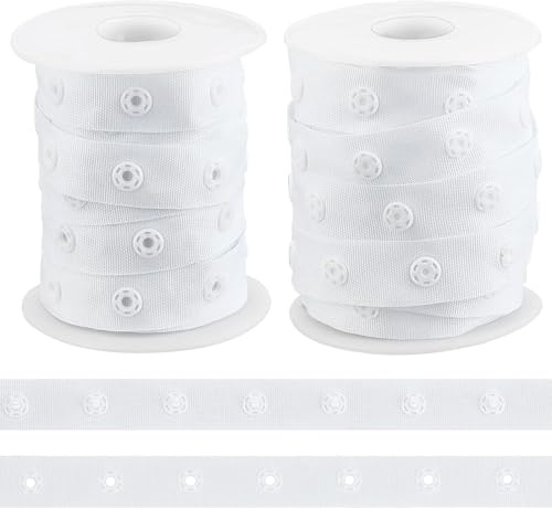 OLYCRAFT 8.6~9.1m Druckknopfband zum Nähen Druckknopfband weißes Polyester Knopfband Nähverschluss Kunststoff Druckknopfband zum Nähen Basteln Bekleidungszubehör - 1.8 cm breit