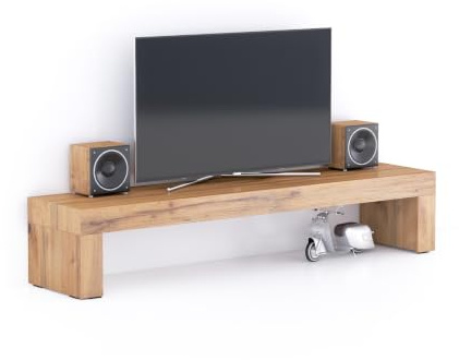 Mobili Fiver, MeubleTV Evolution 180x40, Bois Rustique, 180 cmx40 cmx35 cm, Meuble TV Design pour TV jusqu'à 77'' TV, Made in Italy