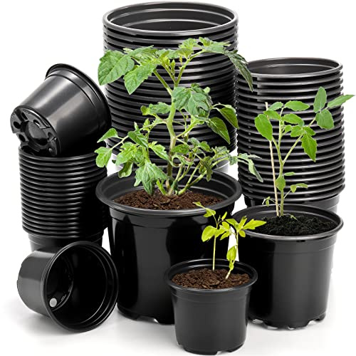 DEAYOU 60 PCS 3 4 5 Nursery Pots Variety Pack, Plastic Plant Pots with Drainage Holes, Plant Potting Pots Containers for Seedling, Flower, Succulent, Garden, Indoor, Outdoor