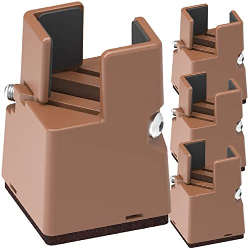 TOYANDONA 4pcs Adjustable Bed Risers Platform Bed Raiser Blocks 5cm Height Brown Furniture Leg Risers for Desk and Chair Legs 22-42mm Suitable for Home and Dorm Use