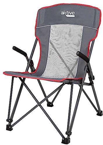 AKTIVE Camping-Klappstuhl mit Armlehnen, 59 x 68 x 97 cm, stabil und tragbar, mit Gitter, Campingzubehör, Klappstühle (63029)