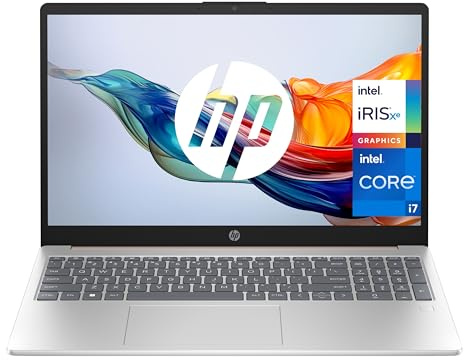 HP 15-fd0044ns - Ordenador portátil de 15.6 Full HD (Intel Core i7-1355U, 16GB RAM, 1000GB SSD, Intel Iris Graphics, Sin Sistema Operativo) Plata y Azul- Teclado QWERTY Español