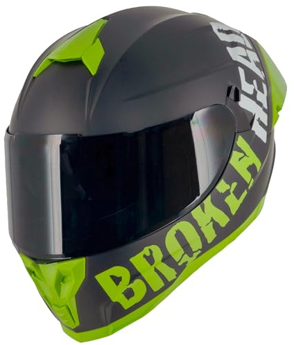 Broken Head Integralhelm BeProud Pro Sport Ltd. Edition | Mit Sonnenblende, 2 Visiere (Schwarz + Klar), Abnehmbarer Racing Spoiler, Verstellbare Belüftung, ECE 22-06