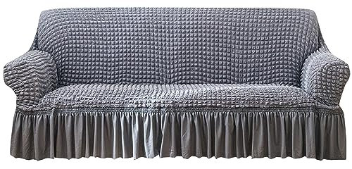 Generisch Premium Stoff Sofabezug,Hohe Strecke Sofaüberwurf Für Sektionssofa,Stilvoller Rutschfester Sofahusse Mit Rock - Stretchhusse Für Sofa Möbelschutz(2 Seater/145-185cm(57-73inch), L)