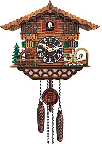 Orologio A Cucù, Grande Orologio A Cucù In Legno Artigianale, Antico Tradizionale Dela Foresta Nera Ogni Ora, Decorazione Da Parete A Pendolo Meccanico Per Casa, Chalet In Stile Europeo Retrò Soggio