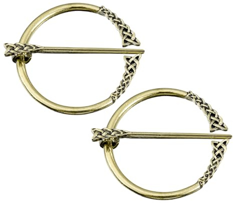 uxcell Vintage Brooch Cloak Pins, 2pcs Penannular Brooch Cloak Clasp Scarf Pin Shawl Pins Cardigan Brooch Buckle for Women Men Costume Accessory(Bronze)