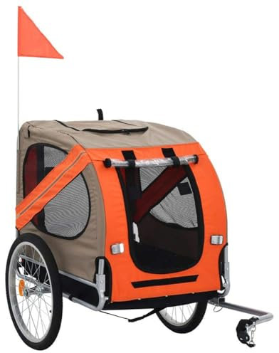 Children's Bicycle Trailer with Flag, Foldable Bicycle Trailer for 2 Children, with Rain Cover, Oxford Fabric, Maximum Weight of 40 kg A