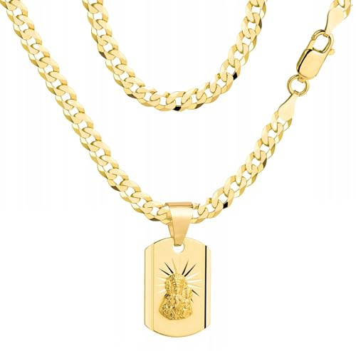 AMAR OPRAVA Goldkette Herren 585, Kette Herren 925/585 - Königskette - Herren Schmuck, goldene Herrenkette mit Medaillon - Geschenk Freund, Herren Geschenke Geburtstag - Halskette Herren