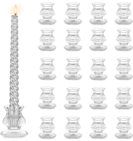 Kerzenständer Glas Kerzenhalter Stabkerze Stabkerzenhalter: Hewory 20 Stück Kerzenständer Stabkerzen Klein Hochzeit Party Tischdeko