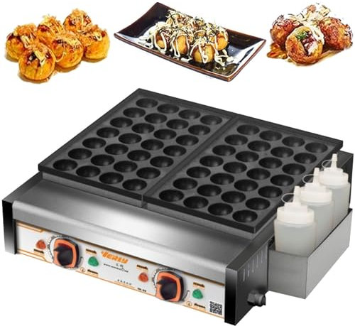 DPQYJPP Takoyaki Machine, Takoyaki Electric Cast Iron Pancake Ball Maker, Commercial Takoyaki Maker Octopus Ball Machine, for plus Octopus Balls, Donut Holes and Cake Pops,B