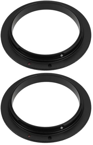 The Lord of the Tools 2pcs Macro Photography Reverse Lens Adapter Aluminum Alloy Adapter Ring Inner Diameter 58mm Compatible with Canon EOS Mount DSLR Camera, Black