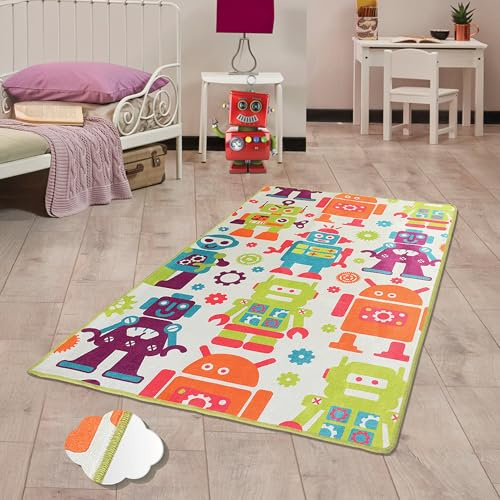 Bosdela Kinder- und Babyteppiche – Vielfältige Designvariationen für jeden Spielraum 100x160 cm (Kinder- und Babyteppich Robot, 100x160 cm)