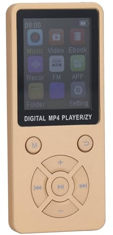 Lecteur MP3/MP4 64 Go avec Bluetooth, écran 5.0 1,8 portable HiFi avec haut-parleur vidéo, écouteurs FM, prise en charge jusqu'à 128 Go (doré)