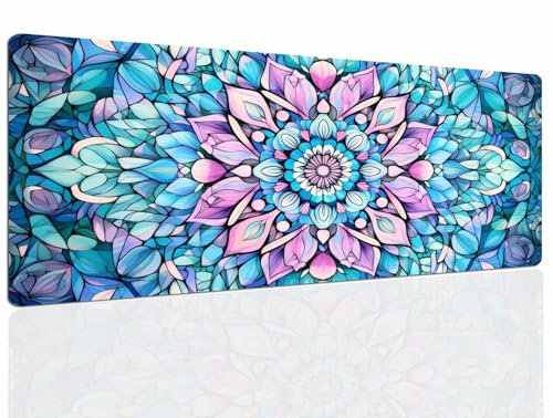 Tapis de Souris Mandala, Tapis Souris XXL, 1400x700x4mm Tapis de Bureau Gaming AntidéRapant, Tapis Bureau étanche, sous-Main pour Clavier et Souris, Mouse Pad Mat, pour Gamer, Ordinateur, Pc 703