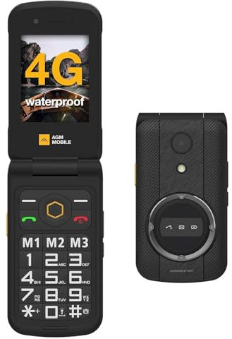 Cellulare Flip 4G per Anziani, Volume Alto, Compatibile Apparecchi Acustici M3 T3, Grande Display, Tasti Grandi, Pulsante SOS, Batteria Lunga Durata, Impermeabile Antiurto Militare IP68, Dumb Phone