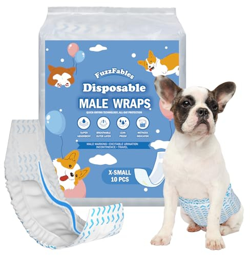 FuzzFables Dog Diapers Male, 20 Count, XS, Wider Belly Bands