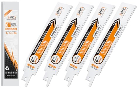 BGTEC Lame de scie sabre pour le métal épais, le métal dur, l'acier allié, les barres d'armature et les cornières 152mm de 8TPI (4-Pack)