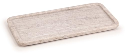 EHC Natural Marble Serving Tray for Bathroom, Vanity, Jewellery, Coffee Decorative Table Accessory, Multipurpose Organizer - Natural