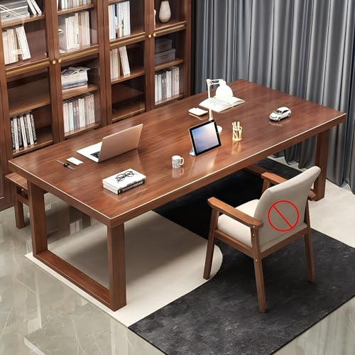 Bureau d'écriture moderne du milieu du siècle en bois massif pour bureau à domicile et étude – Bureau élégant en noyer (120 x 80 x 75 cm) – Parfait pour le salon, l'espace de travail et la