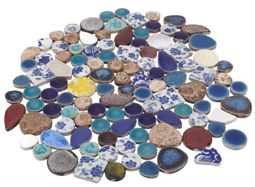 WEBEEDY 500g Glazed Porcelain Ceramic Mosaic Tiles for Crafts, Irregular Mixed Shape China Porcelain Ceramic Tiles for DIY Mosaic Kit Coaster Vase Cups Flowerpots Mosaics Art Crafts Supplies