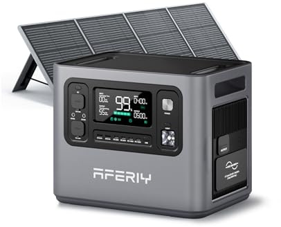 AFERIY P280 Station Electrique Portable 2800W, Batterie Nomade 2048Wh Extensible à 10,24kWh avec 200W Panneau Solaire Portable, Generateur Solaire pour Usage Domestique/Camping-Car/Panne de Courant