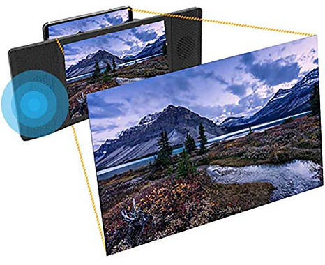 JOTDPFRYK Phone Screen Magnifier, Movie Magnifying Screen with Audio Speaker, Retractable Desktop 3D Phone Screen Enlarger for Elderly Gift, with FM Radio Movie Amplifying for All Smartphone