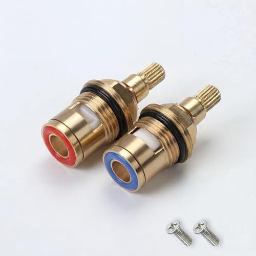 2 Pack Tap Cartridge Rreplacement,Mixer Tap Cartridge | Brass Tap Valve Replacement, Hot & Cold Pair for Kitchen Bathroom Shower Basin, Drip Free with Washers & Seals