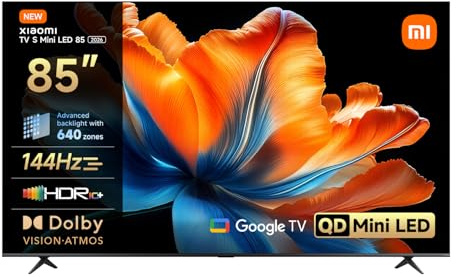 XIAOMI TV S Mini LED 85 Pouces (216 cm), QLED Mini LED Télévision, Smart TV avec Dolby Vision + Dolby Atmos, 144Hz avec 288Hz Game Boost Mode, 4K UHD, HDR10+, MEMC, Google TV, Airplay 2