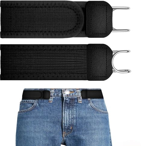 HASAIKA® Cintura Senza Fibbia Kit, 2 Pezzi Regolabile gancio cinture elastiche per i pantaloni, unisex chiusura pantaloni cintura per uomini e donne
