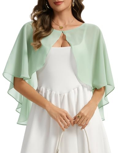 Bbonlinedress Chiffon Bolero Damen Cape elegant Schultertuch Leicht Capelets Überwurf für Hochzeit Umhänge Tücher für Kleider