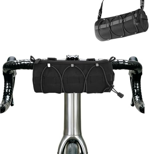 RUHUO wasserdichte Fahrrad-Lenkertasche aus verstärktem 600D-Oxford-Gewebe | Fahrrad-Lenkeraufsatz, multifunktionaler zylindrischer Seitenrucksack für den Radsport mit reflektierender Beschichtung