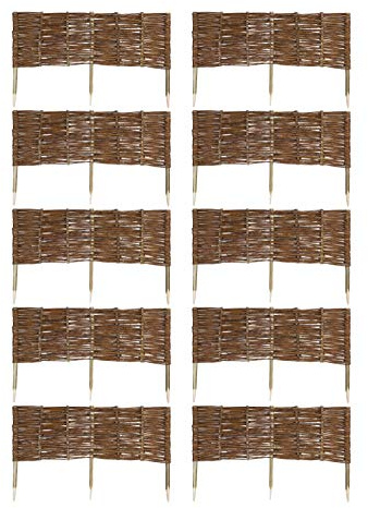 MC.Sammler 10 x Weide Beeteinfassung 16 Größen (Höhe: 30 cm Länge: 100 cm) Weidenzaun Rasenkante aus Weidengeflecht - Garten Beetbegrenzung für Blumen - Steckzaun mit Buchepflöcken für Weg-Abgrenzung