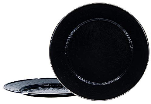 Golden Rabbit Enamelware - Solid Black Pattern - Set of 2-12.5 Chargers