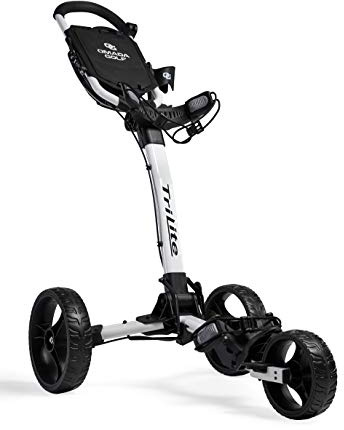 OMADA GOLF Trilite Golf Push Cart, Lightweight & Durable, Aircraft-Grade Aluminum Frame, White/Black, for Adults