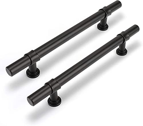 LONTAN 10 Black Cupboard 160mm T-Shaped Black Drawer Handles Dresser Cabinet Pulls Vintage Wardrobe Bedroom Cupboard Door Pulls