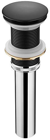 Sereve Valley Bathroom Sink Pop-Up Drain, Brass Material with Mounting Ring, No Overflow, Matte Black Finish, SVD200MB