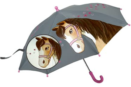 moses. reflektierender Regenschirm Pferde, Kinderregenschirm mit süßem Pferde-Motiv, hübscher Schirm für Mädchen, das Highlight für Regentage, Durchmesser: 65 cm