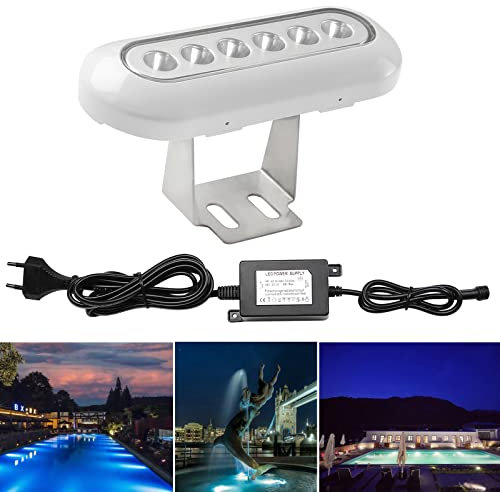 CHNXU 1er Set LED-Unterwasserleuchte Teichbeleuchtung 800LM 12W Aquarium-Licht Unterwasserlicht Wasserdicht IP68 - Unterwasserbeleuchtung für Pool Teich Pflanzendeko mit 12V Netzteil, Kaltes Weiß