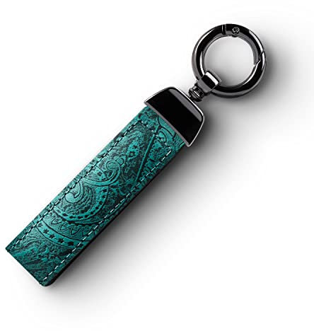SURAZO® Leder Schlüsselanhänger Damen | Echtleder Schlüsselband Key Organizer | Groß Schlüssel Anhänger mit Schlüsselring Karabiner Blumenmuster | Lang Schlusselanhanger Geschenk für Frauen Männer