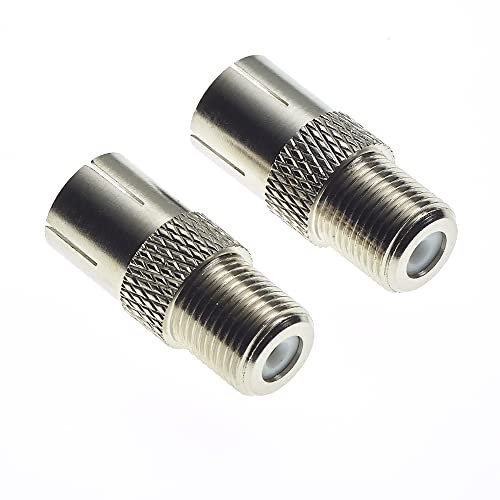 Keple Toma Tipo F A Toma Coaxial De TV - Adaptador De Enchufe Con Cuerpo De Latón Niquelado, Conexión De Cable Coaxial Para Acampar, Conector Macho De Clavija F - Paquete De 2