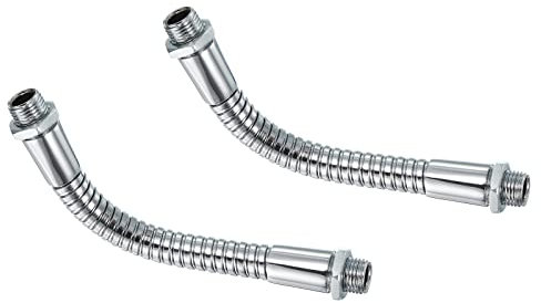 PATIKIL Col de Cygne Universel de 4,7, 2 Pièces M10 Tuyau Métallique à Filetage Fin Bras Flexible Rallonge de Tube à Col de Cygne pour Bricolage Multifonction, Ton Argent