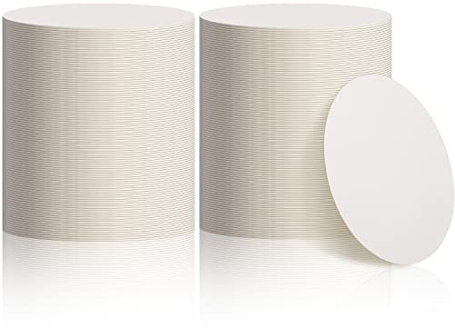 TaoBary 200 Pcs Disposable Paper Coasters Bulk 1MM, 4 Inch Round Cardboard Coasters Blank for Bar Drinks DIY Crafts Arts Wedding (White)